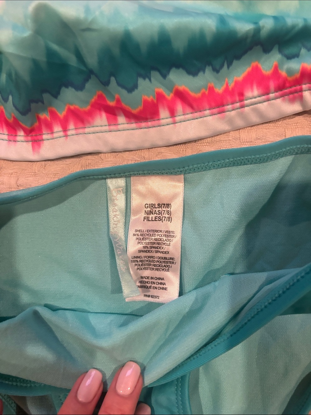 Girls Swim Bikini Sets - Teal, Pink, Rainbow, 4 tops and 2 bottoms mix and match - Picture 10 of 11